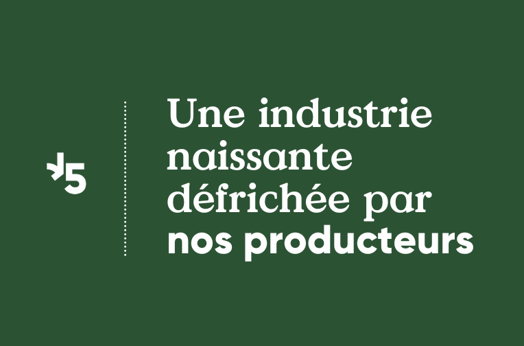 Une industrie naissante... défrichée par nos producteurs